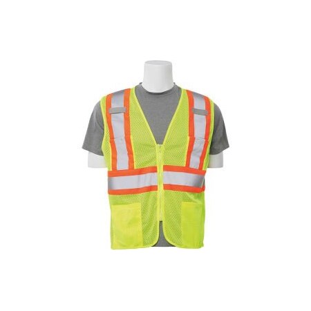 Erb Safety ERB S383P Class 2 Mesh Vest, Hi-Vis Lime, Contrasting Trim, 3XL 61819